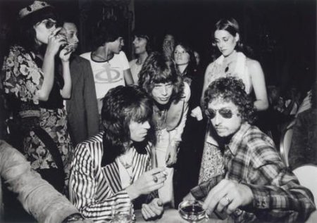 Bob Dylan, Mick Jagger,  , Bianca, and Keith Richards  