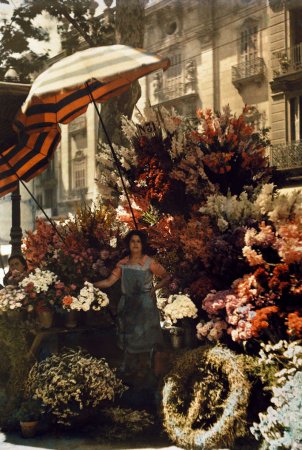 Продавщица цветов на бульваре Ла Рамбла, Барселона, 1929 год